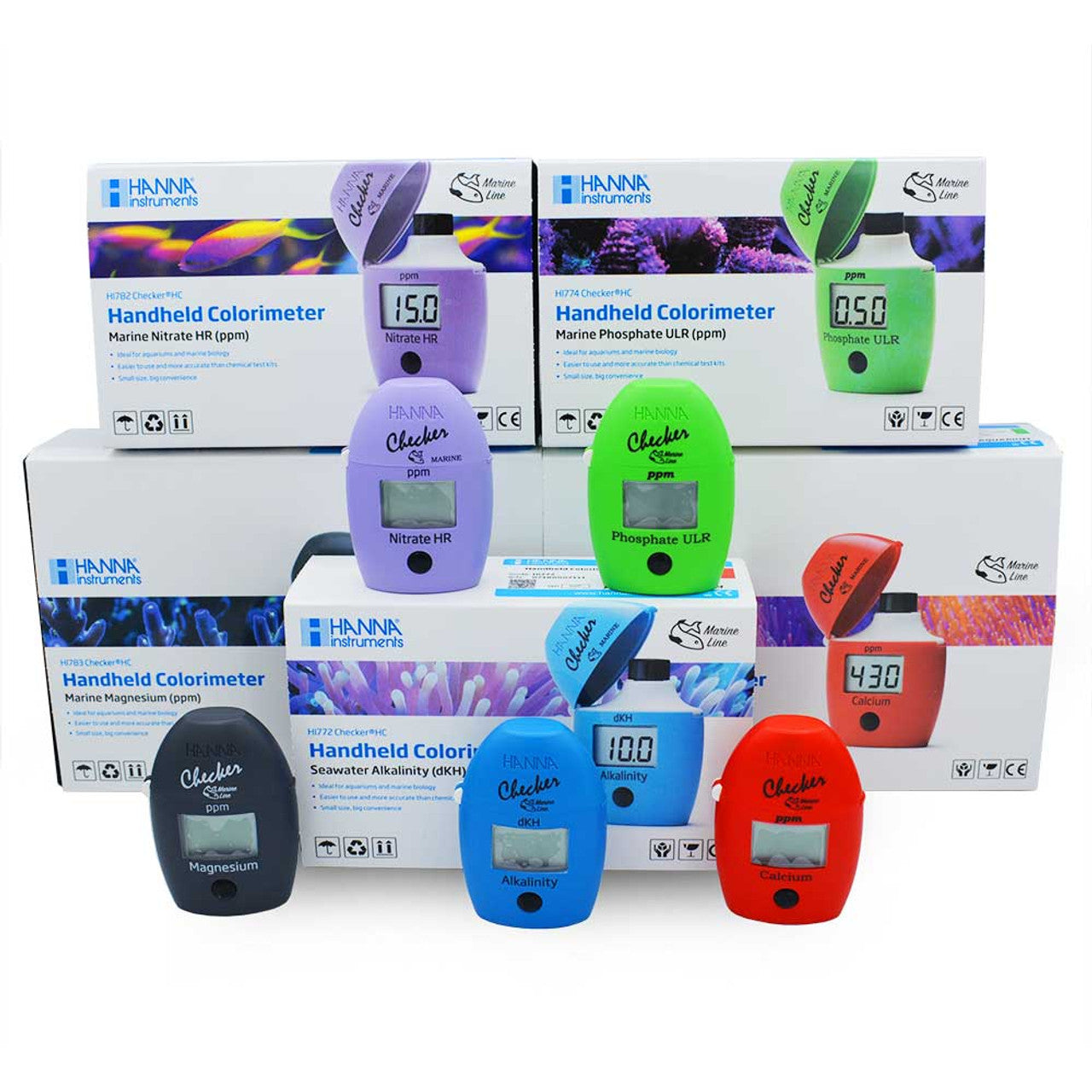 Hanna Master Reef Beginner Kit (772 Alk, 758 Calcium, 783 Magnesium, 782 HR Nitrate, 774 ULR Phosphate) Checker